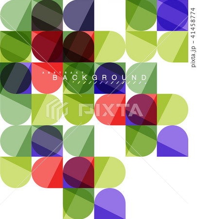Round square geometric shapes on white, tile mosaic abstract background 41458774