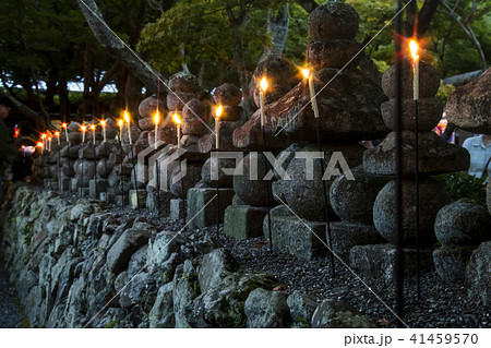 化野念仏寺の千灯供養の写真素材