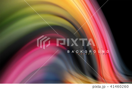 Fluid liquid colors design, colorful marble or plastic wavy texture background, glowing multicolored 41460260