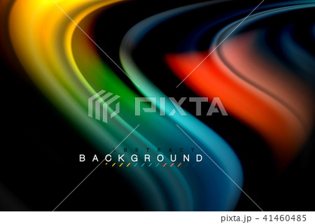 Fluid liquid colors design, colorful marble or plastic wavy texture background, glowing multicolored 41460485