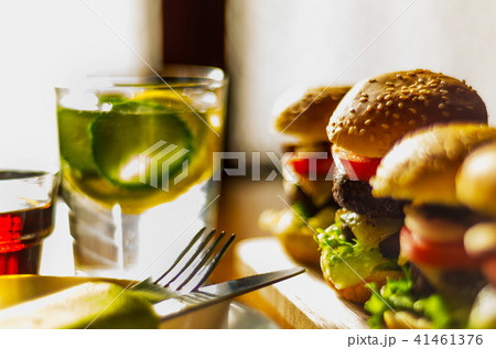 mini burgers with meat, vegetables mini burgers with meat, vegetables 41461376