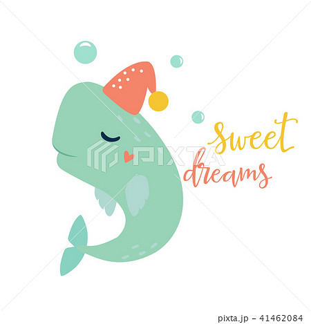 Bright card with whale in hat 41462084