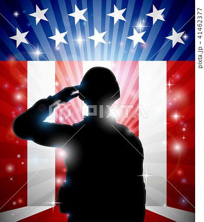 Soldier Saluting American Flag Background Soldier Saluting American Flag Background 41462377
