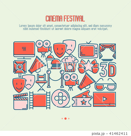 Cinema festival concept with thin line icons Cinema festival concept with thin line icons 41462411