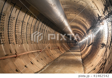Empty tunnel under construction for the metro Empty tunnel under construction for the metro 41462542