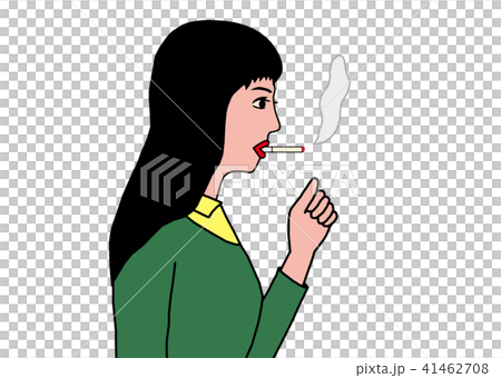 A woman smoking a cigarette A woman smoking a cigarette 41462708
