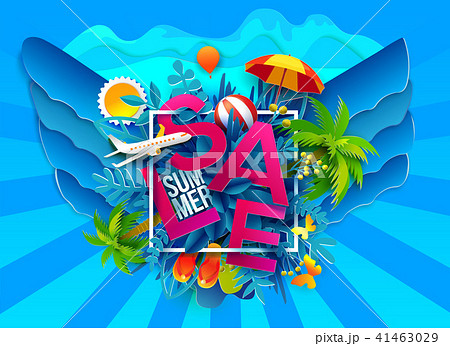 Summer sale symbol on blue Summer sale symbol on blue 41463029