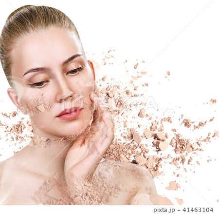 Woman face made from crumbly powder. 41463104