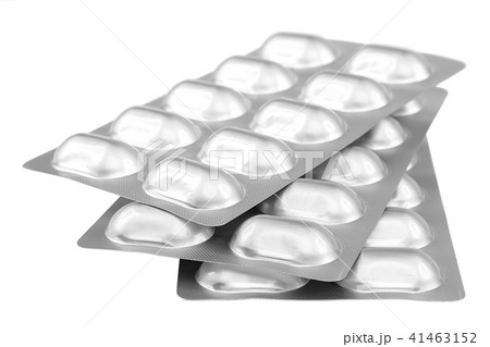 Pills in blister packs on white background. Pills in blister packs on white background. 41463152