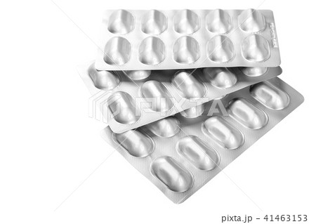 Pills in blister packs on white background. Pills in blister packs on white background. 41463153