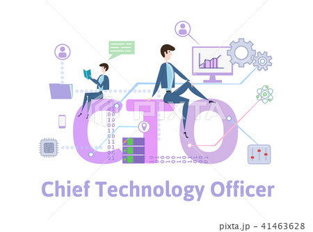 CTO, Chief Technology Officer.Concept table with keywords, letters and icons. Colored flat vector 41463628