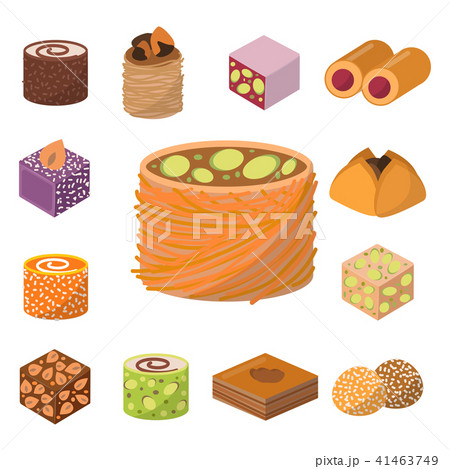 Sweets east delicious dessert food vector confectionery homemade assortment chocolate cake tasty 41463749