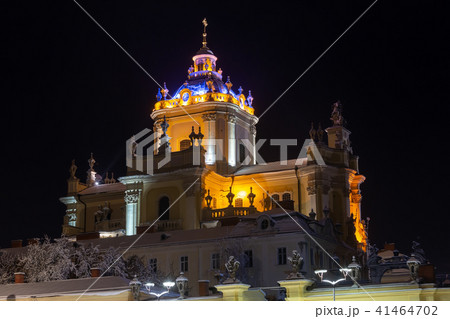 Night winter St. George Cathedral in Lviv, Ukraine Night winter St. George Cathedral in Lviv, Ukraine 41464702
