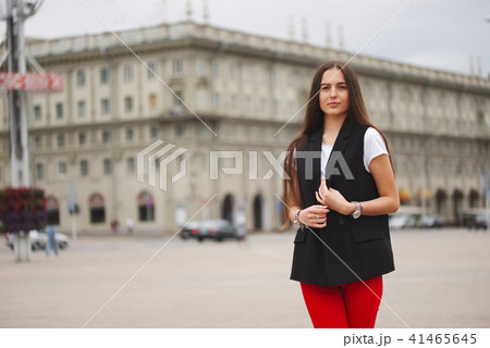 portrait of beautiful brunette with long hair 41465645