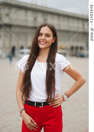 portrait of beautiful brunette with long hair 41465648