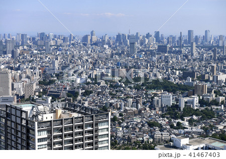 日本の東京都市景観 防衛省など 街並みを望むの写真素材