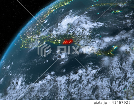 El Salvador on planet Earth in space at night 41467923
