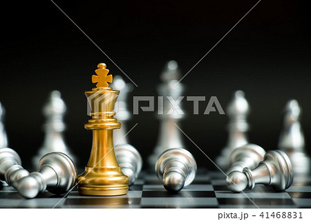 Gold king in chess game face with another silver Gold king in chess game face with another silver 41468831