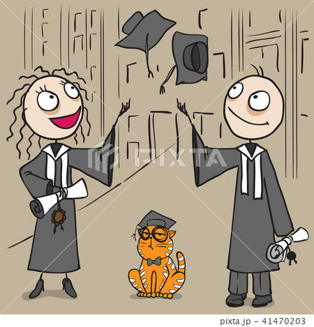 Happy man and woman students graduation 41470203