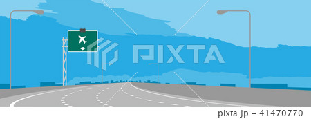 Highway or motorway bend and green signage 41470770