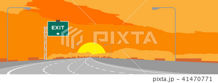 Highway or motorway and green signage Highway or motorway and green signage 41470771