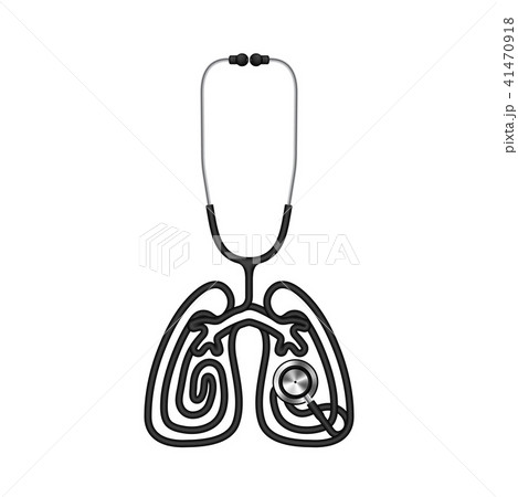 Stethoscope black color and lung sign symbol 41470918