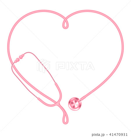 Stethoscope pink color and heart sign symbol frame 41470931