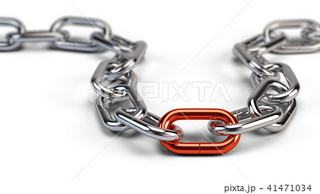 Chrome chain with a red link. 3d illustration Chrome chain with a red link. 3d illustration 41471034