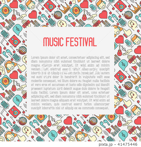 Music festival concept with thin line icons 41475446