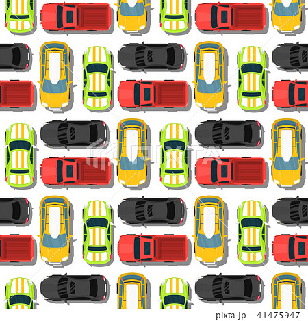 Top view colorful car toys seamless pattern background pickup automobile transport wheel 41475947