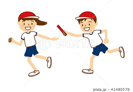 バトンリレー女男赤 41480576