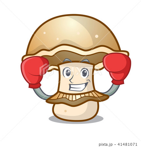 Boxing portobello mushroom character cartoon Boxing portobello mushroom character cartoon 41481071