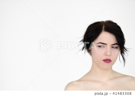 emotion face suspicious thoughtful dubious woman emotion face suspicious thoughtful dubious woman 41483308