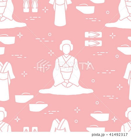 Pattern Asian woman, japanese clothing, shoes. 41492317