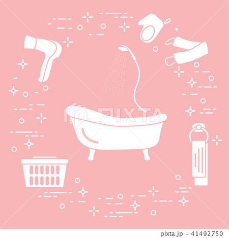 Bath, shower, dryer, washcloths, towel, basket 41492750