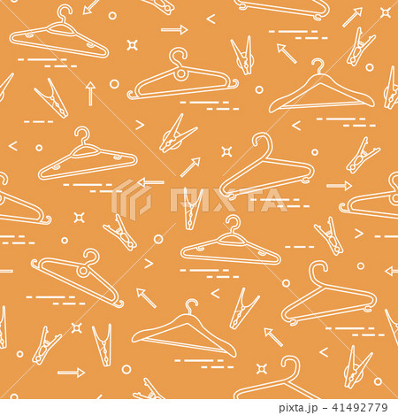 Pattern with clothes hangers and clothespins 41492779