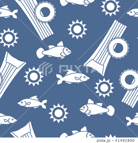 Pattern with fish, sun, inflatable mattress Pattern with fish, sun, inflatable mattress 41492800