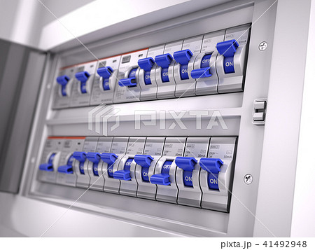 Circuit breakers electric switch. 3d render 41492948
