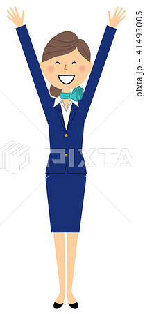 制服の女性　バンザイ 41493006