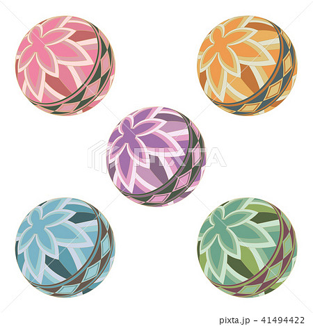 手鞠セットのイラスト素材 手鞠セットのイラスト素材