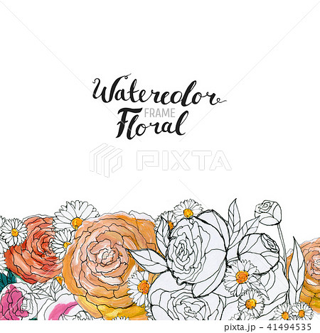 Watercolor Flower Border 41494535