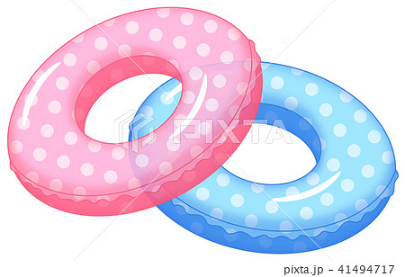 ピンクと青の浮き輪のイラスト素材