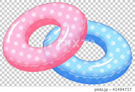 ピンクと青の浮き輪のイラスト素材