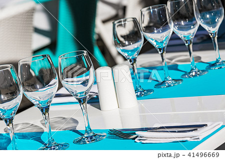 Collection of empty wine glasses Collection of empty wine glasses 41496669