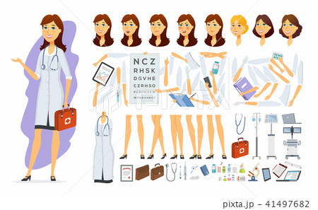 Female doctor - vector cartoon people character constructor Female doctor - vector cartoon people character constructor 41497682