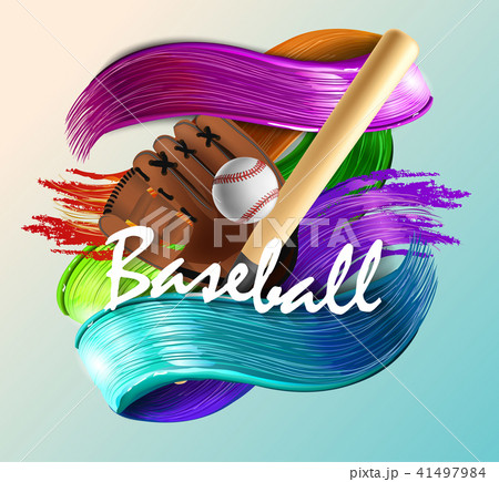 baseball poster with a baseball. Baseball games advertising. Announcement of a sporting event. 41497984