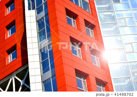 Part of the facade modern building with red and blue 41498702