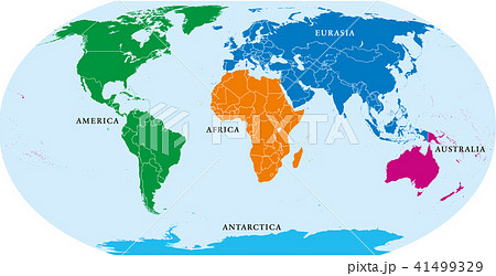 Five continents world, political map 41499329