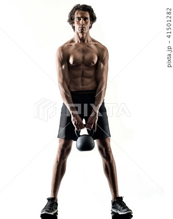 man fitness weitghs training exercises isolated silhouette white man fitness weitghs training exercises isolated silhouette white 41501282