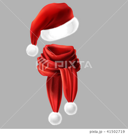 Vector 3d realistic red scarf and beret 41502719